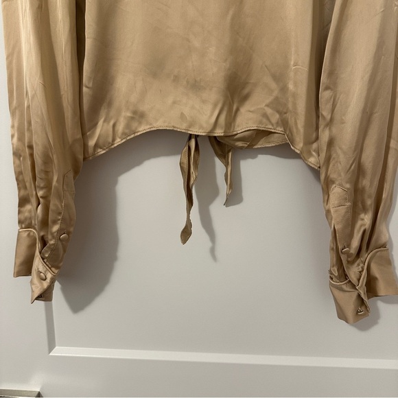 Aritzia Wilfred Peaufiner Annie Satin Beige/Bronze Blouse Size Small Women’s NWT - Picture 8 of 12